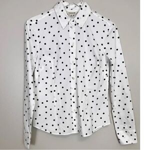 Boden White and Black Polka Dot Button Down Shirt